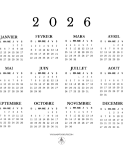 Calendrier Menstruel Annuel 2026 - FR