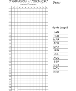 Year Long Period Tracker with Cycle Length
